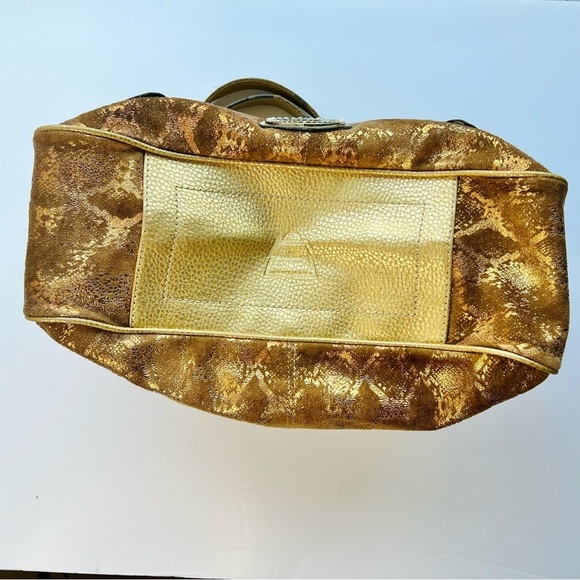 KATHY VAN ZEELAND GOLD CROSSBODY BAG FAUX DIAMOND SHOULDER Y2K  LEATHER BAG - Picture 11 of 14